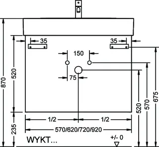 sanibel-Waschtisch-Unterbau FLEX PLUS WYKT057 570mm breit Schubl/Auszug Weiß Matt – Bild 2