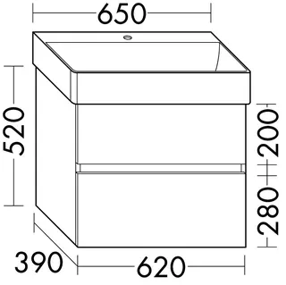 sanibel-Waschtisch-Unterbau FLEX PLUS WYKT062 620mm breit Schubl/Auszug Eiche Urban
