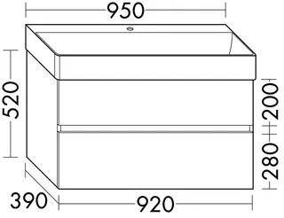 sanibel-Waschtisch-Unterbau FLEX PLUS WYKT092 920mm breit Schubl/Auszug Eiche Cashmere
