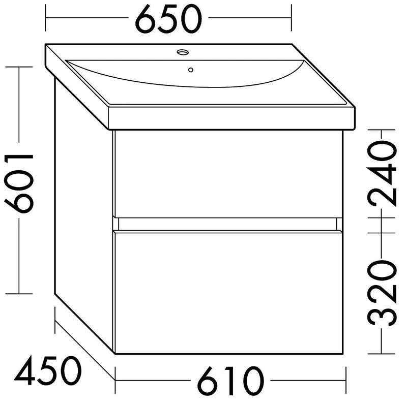 sanibel-Waschtisch-Unterbau FLEX PLUS WYLA061 610mm breit Schubl/Auszug DunkelgrauLack
