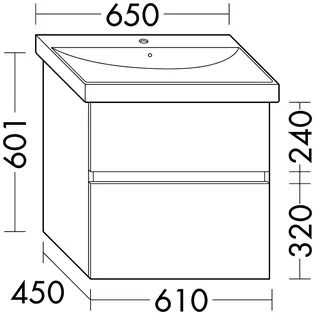 sanibel-Waschtisch-Unterbau FLEX PLUS WYLA061 610mm breit Schubl/Auszug DunkelgrauLack
