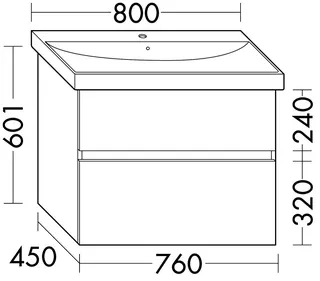 sanibel-Waschtisch-Unterbau FLEX PLUS WYLA076 760mm breit Schubl/Auszug DunkelgrauLack