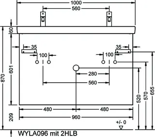 sanibel-Waschtisch-Unterbau FLEX PLUS WYLA096 960mm breit Schubl/Auszug Eiche Cashmere – Bild 3