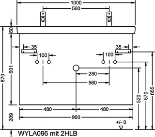 sanibel-Waschtisch-Unterbau FLEX PLUS WYLA096 960mm breit Schubl/Auszug Weiß Matt – Bild 3