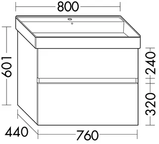 sanibel-Waschtisch-Unterbau FLEX PLUS WYLC076 760mm breit Schubl/Auszug Weiß Matt