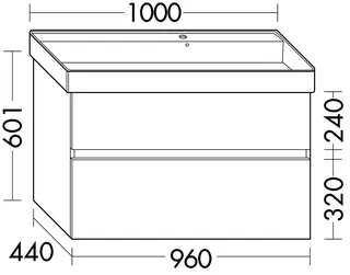 sanibel-Waschtisch-Unterbau FLEX PLUS WYLC096 960mm breit Schubl/Auszug Weiß Glänzend