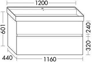 sanibel-Waschtisch-Unterbau FLEX PLUS WYLC116 1160mm breit Schubl/Auszug Schilf Lack