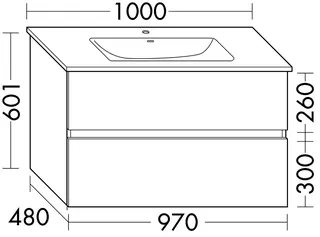 sanibel-Waschtisch-Unterbau FLEX PLUS WYOY097 970mm breit Schubl/Auszug Eiche Cashmere