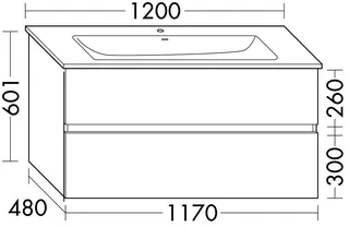 sanibel-Waschtisch-Unterbau FLEX PLUS WYOY117 1170mm breit Schubl/Auszug Eiche Urban