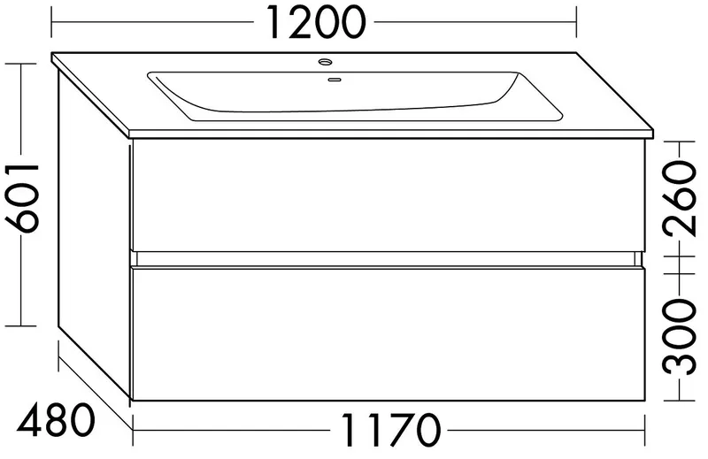 sanibel-Waschtisch-Unterbau FLEX PLUS WYOY117 1170mm breit Schubl/Auszug EicheCashmere