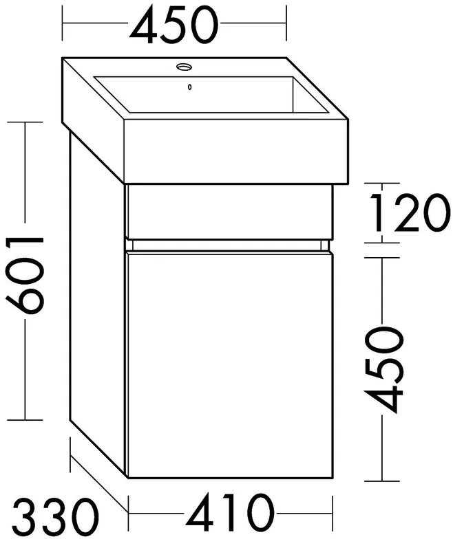 sanibel-Waschtisch-Unterbau FLEX PLUS WYSL041L 410mm breit Tür links Anthrazit Lack