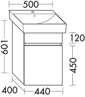 sanibel-Waschtisch-Unterbau FLEX PLUS WYST044L 440mm breit Tür links Schilf Lack