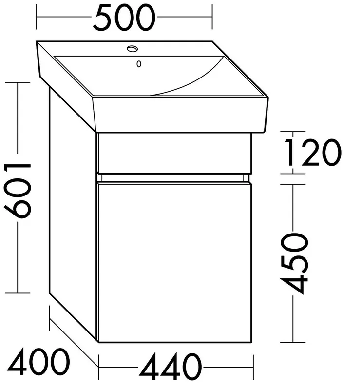 sanibel-Waschtisch-Unterbau FLEX PLUS WYST044L 440mm breit Tür links Weiß Matt