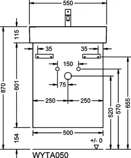 sanibel-Waschtisch-Unterbau FLEX PLUS WYTA050L 500mm breit Tür links Weiß Matt – Bild 2
