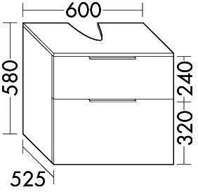 sanibel-Waschtisch-Unterbau UNI 2.0 FLEX WVMB060 600mm breit Schubl/Auszug Eiche Caramel