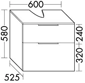 sanibel-Waschtisch-Unterbau UNI 2.0 FLEX WVMB060 600mm breit Schubl/Auszug Eiche Caramel
