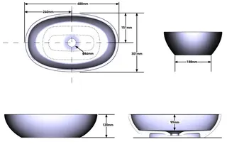 SCALIDO-Mineralguss-Aufsatzschale oval 480x301x120mm weiß matt – Bild 2