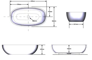 SCALIDO-Mineralguss-Aufsatzschale oval 635x346x169mm weiß matt – Bild 2