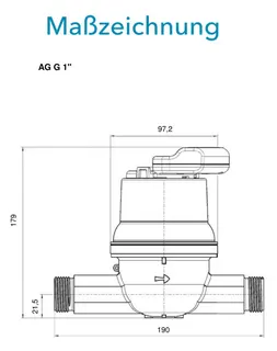 Sensus HWZ Ringkolbenzähler 620C Q3-4 DN20 L:190 AG1" PN16 10L/Impuls – Bild 3