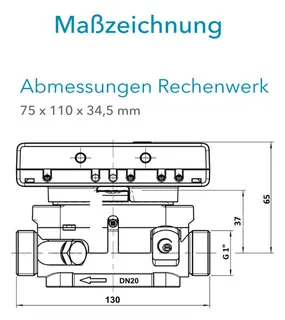 Sensus US-Zähler WMZ PolluStatF qp 2,5 B DN20 L:130 AG1" PN16 65-100/6,0 wMBus – Bild 3