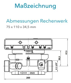 Sensus US-Zähler WMZ PolluStatF qp 6 B DN25 L:260 AG1 1/4" PN16 45/5,2 – Bild 3