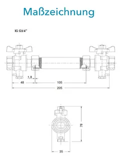 Sensus WMZ MID-Erstausrüster-Set DN20 L:105 F,S/AG1" PN16 45/5,2 – Bild 2