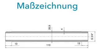 Sensus WMZ/WZ Paßstück DN15 L:110 AG3/4" PN16 – Bild 3