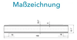 Sensus WMZ/WZ Paßstück DN20 L:190 AG1" PN16 – Bild 3