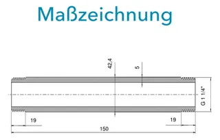 Sensus WMZ/WZ Paßstück DN25 L:150 F,S/AG1 1/4" PN16 – Bild 3
