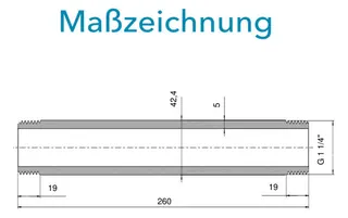Sensus WMZ/WZ Paßstück DN25 L:260 AG1 1/4" PN16 – Bild 3