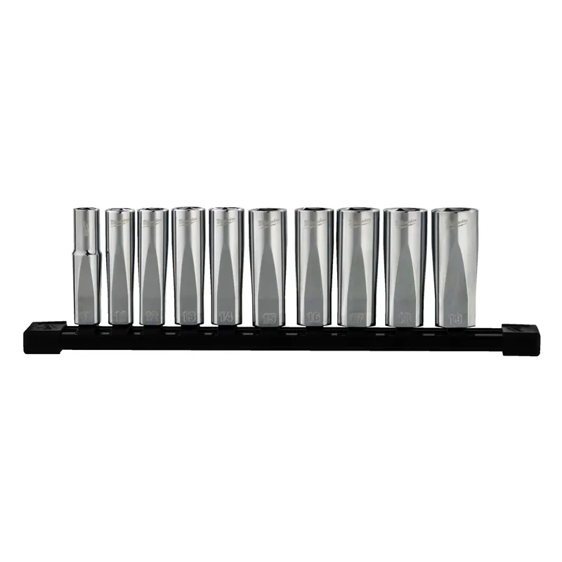 Steckschlüsseleinsatz Set 3/8" lang metr 10-teilig auf Schiene