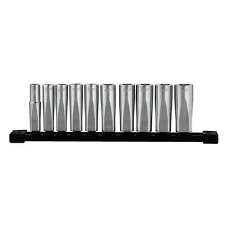 Steckschlüsseleinsatz Set 3/8" lang metr 10-teilig auf Schiene