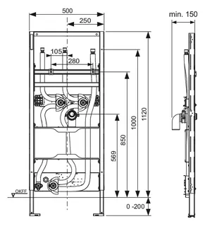 TECEprofil Waschtischmodul asym. Montage f. Durchlauferh. und Wascht., BH 1120mm – Bild 2
