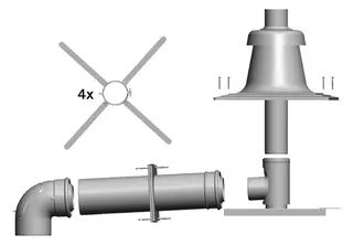 Wolf Anschluss-Set DN80/125 - C93x DN110 im Schacht, Abdeckung PP