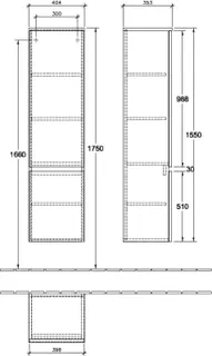 Villeroy & Boch Hochschrank Legato 400x1550x350mm 2 Türen A:li Kansas Oak – Bild 2