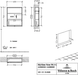 Villeroy & Boch Einbau-Spiegelschrank My View Now A4586R 600x750x168mm mit Beleuchtung – Bild 5