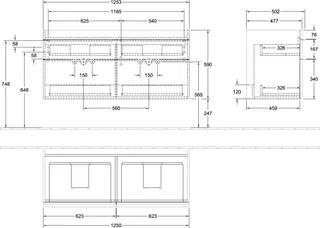 Villeroy & Boch WTUS Venticello 01 1253x590x502mm 4 Ausz. Waschtisch m.tig Kansas Oak – Bild 2