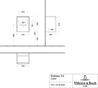 Villeroy & Boch WTUS Subway 3.0 00 351x429x293mm 1trg. A:li Waschtisch m.tig Kansas Oak – Bild 2