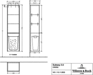 Villeroy & Boch HS Subway 3.0 01 450x1710x346mm 1trg. 1 Wäscheklappe A:li Arizona Oak – Bild 4
