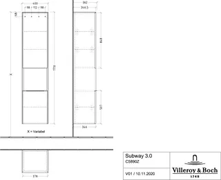 Villeroy & Boch Hochschrank Subway 3.0 C58900 400x1710x346mm 2 Türen A:re Kansas Oak – Bild 3