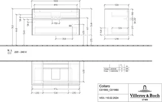 Villeroy & Boch WTUS Collaro C019 1000x548x500mm 2 Ausz. Waschtisch m.tig Kansas Oak – Bild 2