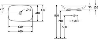 Villeroy & Boch Aufsatzwaschbecken Loop&Friends 620x 420mm Rechteck o. ÜL. Almond CeramicPlus – Bild 3