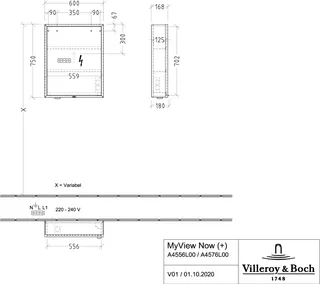 Villeroy & Boch Vorbau-Spiegelschrank My View Now A4556L 600x750x168mm mit Beleuchtung – Bild 5