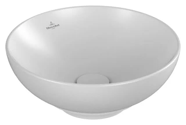 VB Aufsatzwaschbecken Loop&Friends 380x380mm Rund m. ÜL. Stone White cplus