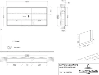 Villeroy & Boch Einbau-Spiegelschrank My View Now A458 1600x750x168mm mit Beleuchtung – Bild 5