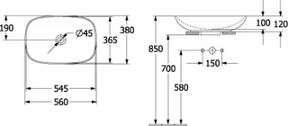 Villeroy & Boch Aufsatzwaschbecken Loop&Friends 560x380mm re-eckig o. ÜL. Graphite cplus – Bild 5