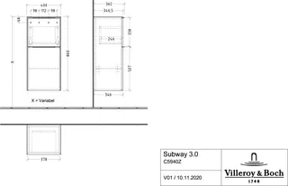 Villeroy & Boch Seitenschrank Subway 3.0 01 400x860x 346mm 1 Auszug 1 Tür A:li Cashmere Grey – Bild 3