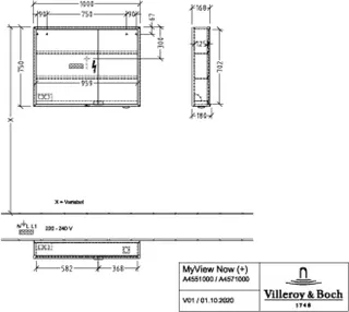 Villeroy & Boch Vorbau-Spiegelschrank My View Now A457 1000x750x168mm mit Beleuchtung – Bild 5