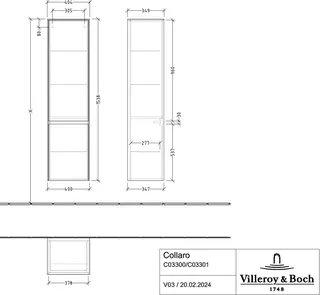 Villeroy & Boch Hochschrank Collaro 404x1538x349mm 2 Türen A:li Kansas Oak – Bild 2