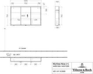 Villeroy & Boch Vorbau-Spiegelschrank My View Now A457 1200x750x168mm mit Beleuchtung – Bild 5